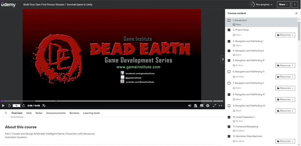 screen shot of the Udemy course Dead Earth